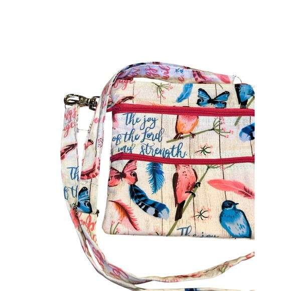 Crossbody bag purse butterflies birds feathers adjustable removable strap - Picture 2 of 15